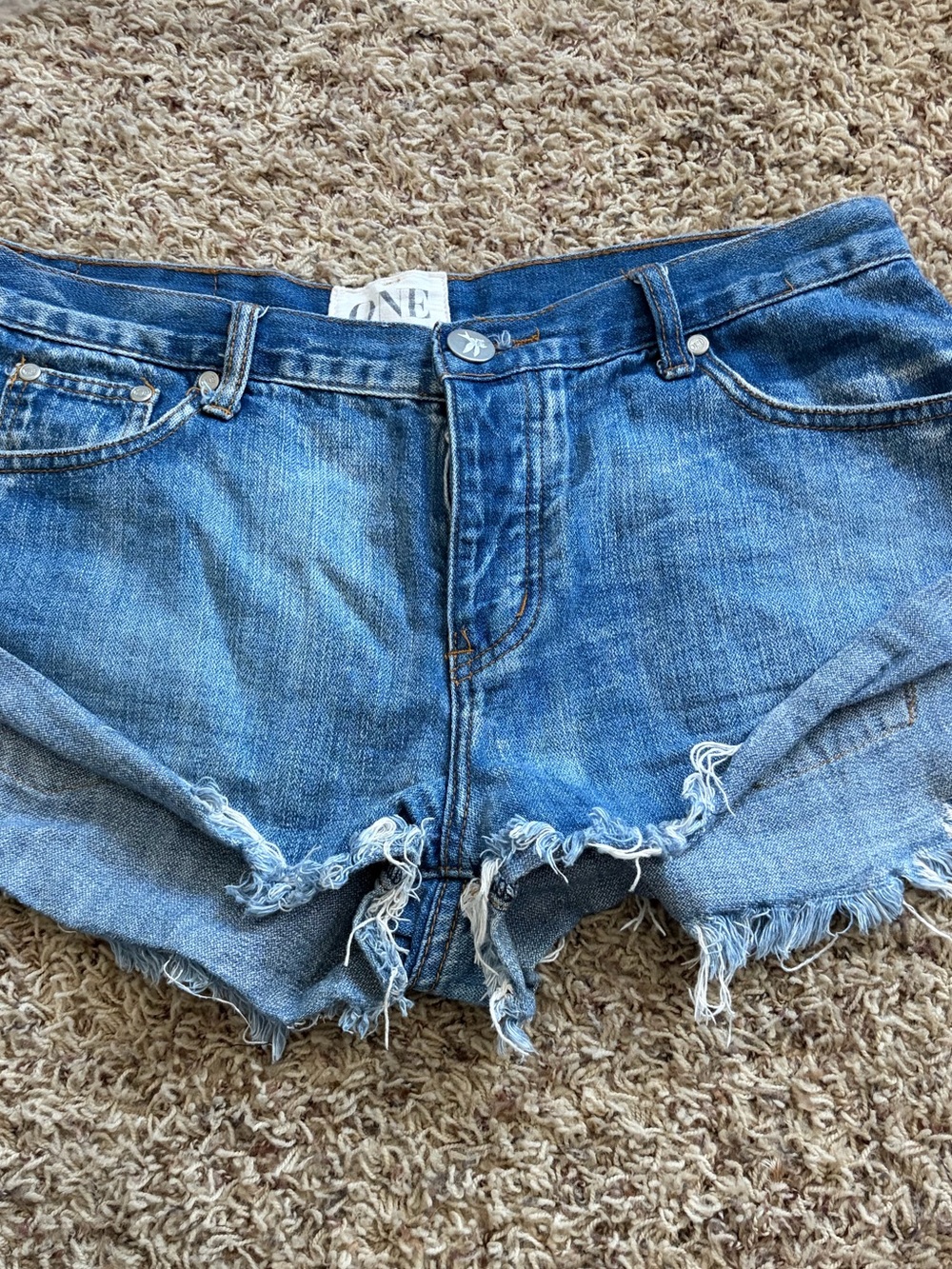 One teaspoon Blue Denim Cutoff Shorts — Frayed Hem